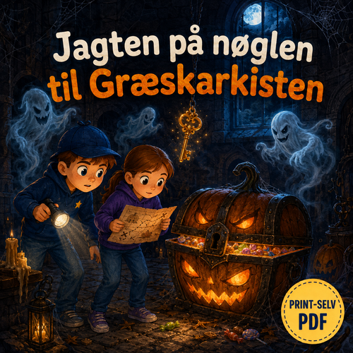 Nøglen til alt slikket – print selv Halloween-mysterie med gåder for børn 8–12 år fra Gådeuniverset